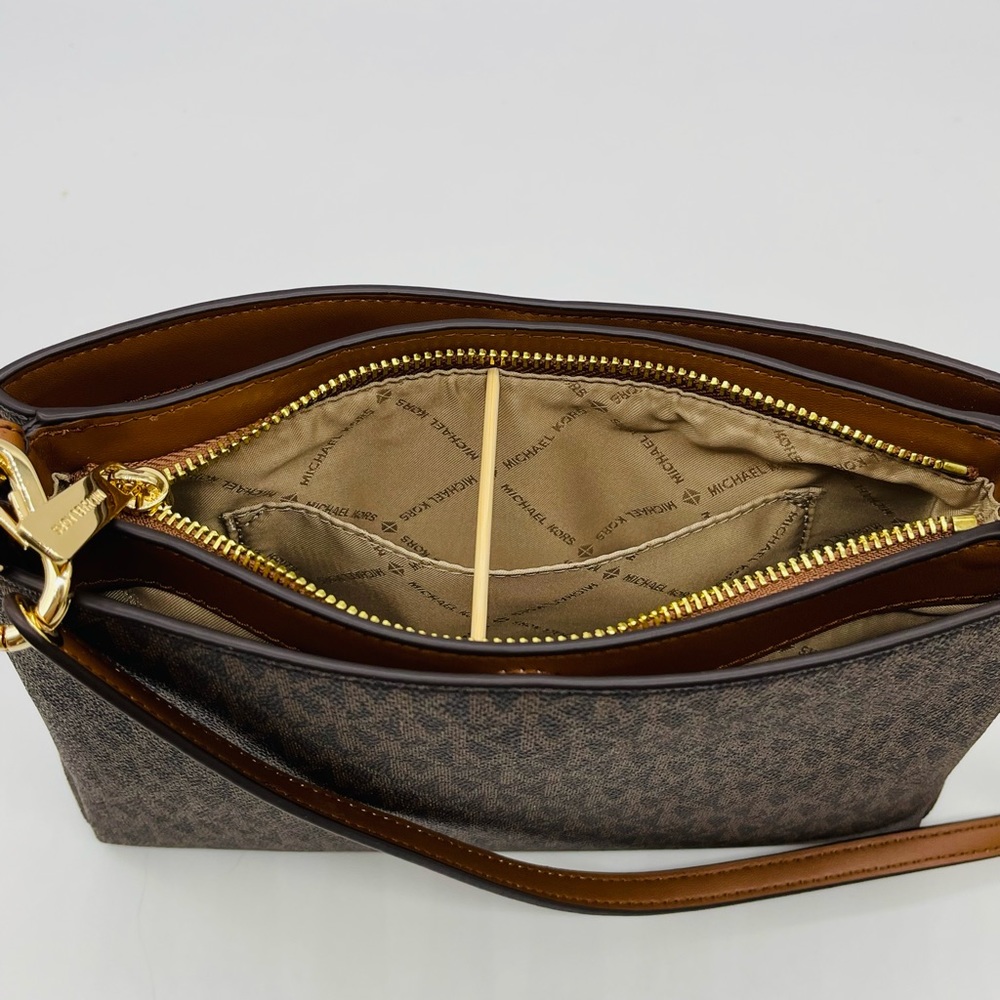 Michael Kors Trisha Medium Triple Compartment Xbody Bag Brown - Picture 7 of 10